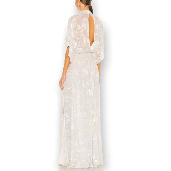 RETROFETE CHLOE EMBELLISHED SILK CHIFFON‎ DRESS WHITE XS - Picture 2 of 14